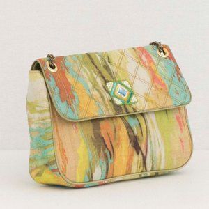 Handbag Linen Printed material with Satin Lining
